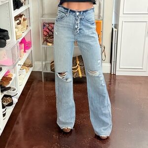 KanCan Distressed Button Fly Flare Jeans Size 1/24